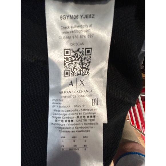 Armani Exchange Womens Black Hoodie Logo Cuffs Full-Zip Closure Size L - Picture 8 of 10